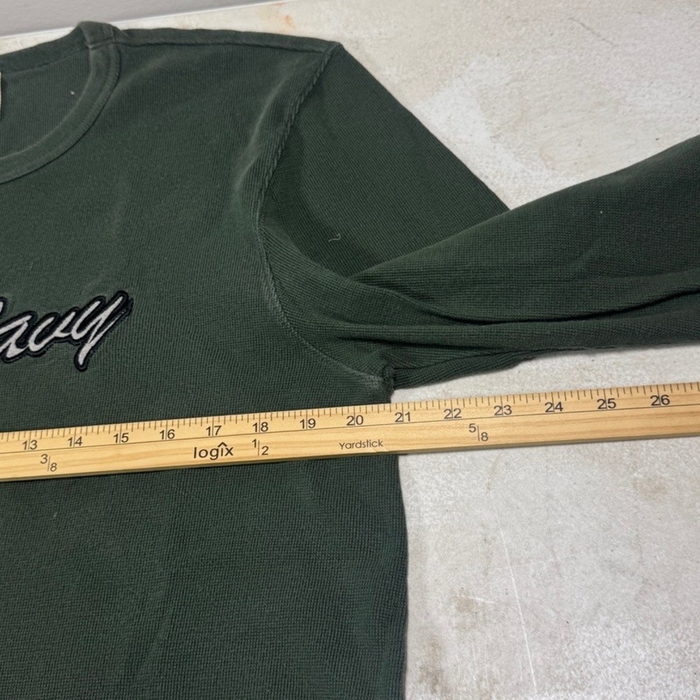 Vintage Y2K Old Navy L/S Thermal Shirt Mens L Green Logo Skate Grunge Streetwear - Picture 8 of 9